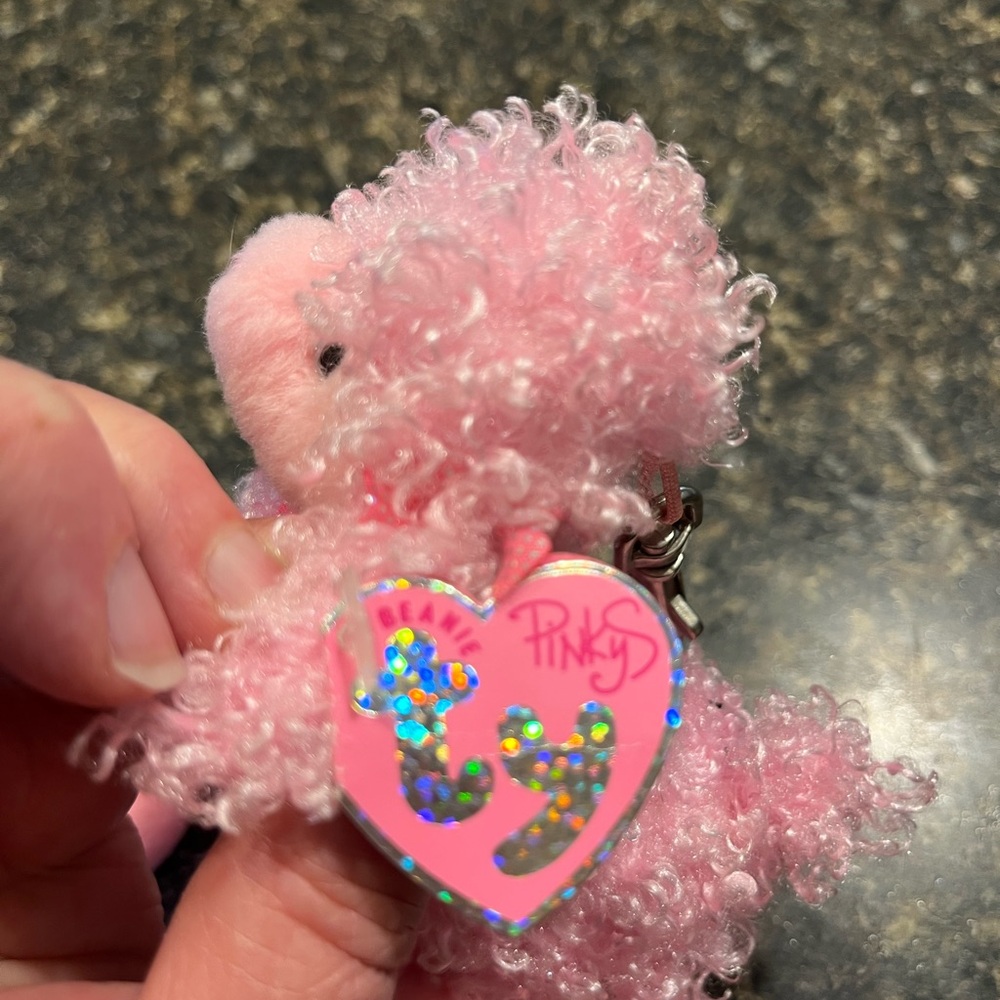 2005 Ty Pinky Poo Keychain or Bag Charm Beanie Baby Pink Poodle - Picture 8 of 11